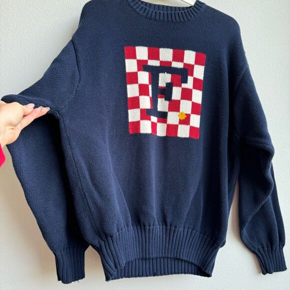 Vintage Unisex Knit France Oversized Preppy Grandpa Boat Como Size Large Cotton - Picture 2 of 6